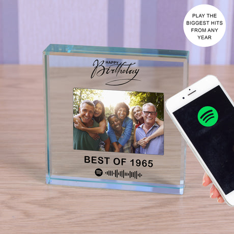 Personalised Birthday Year Spotify Playlist Glass Token