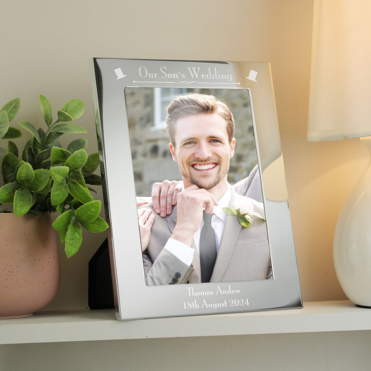Personalised Silver 5x7 Our Sons Wedding Photo Frame