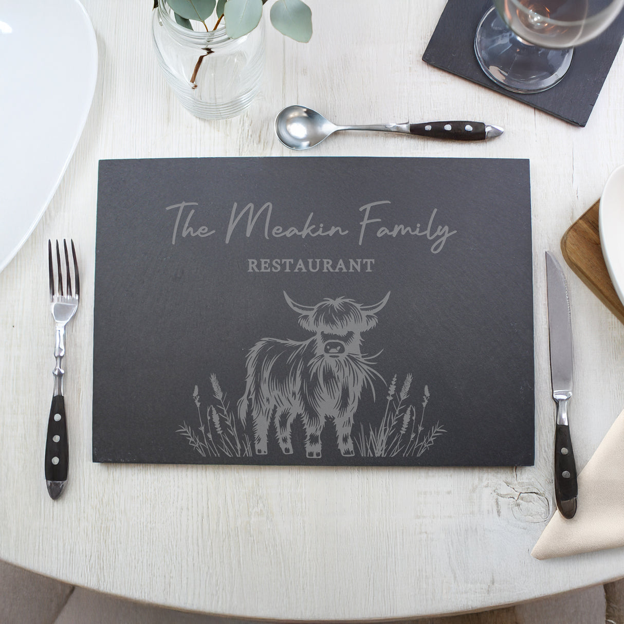 Personalised Highland Cow Slate Placemat - Shop At Gift Moments - 3