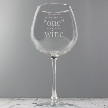 Personalised 'One Glass' Bottle of Wine Glass