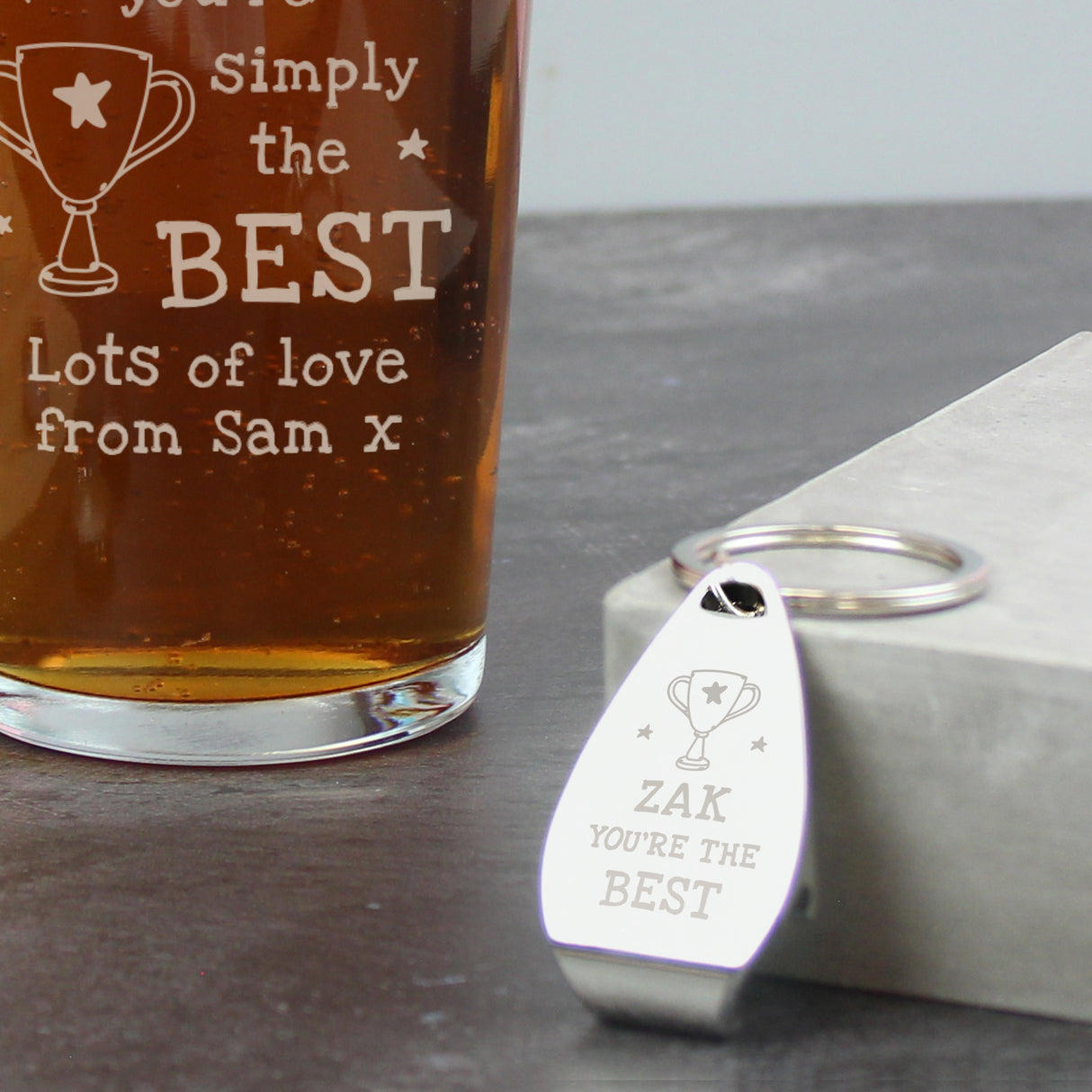 Personalised Simply The Best Pint Glass & Bottle Opener - Shop Beer Glasses At Gift Moments - 3