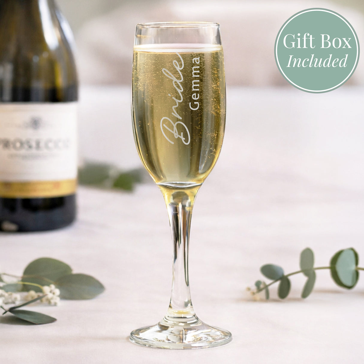 Personalised Bride Elegant Flute Glass