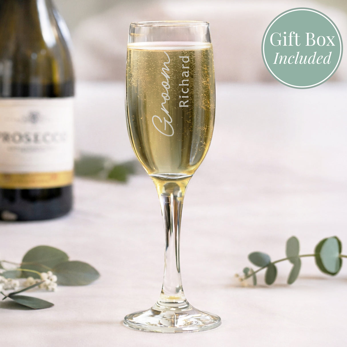 Personalised Groom Elegant Flute Glass