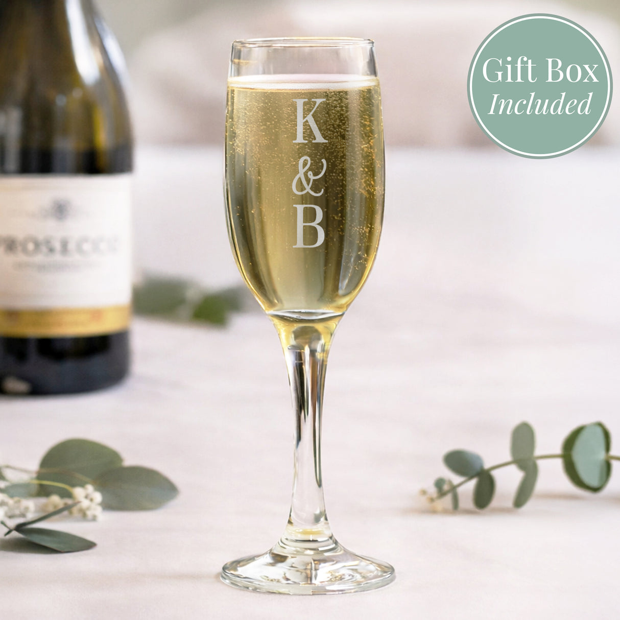 Personalised Couples Initials Flute Glass