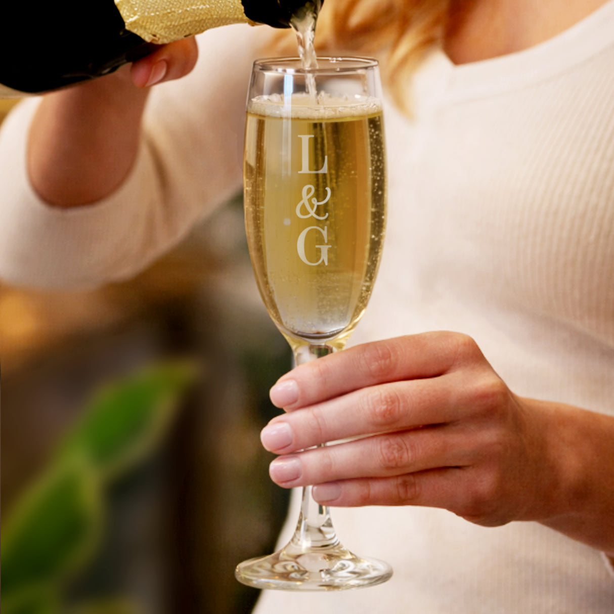 Personalised Couples Initials Flute Glass