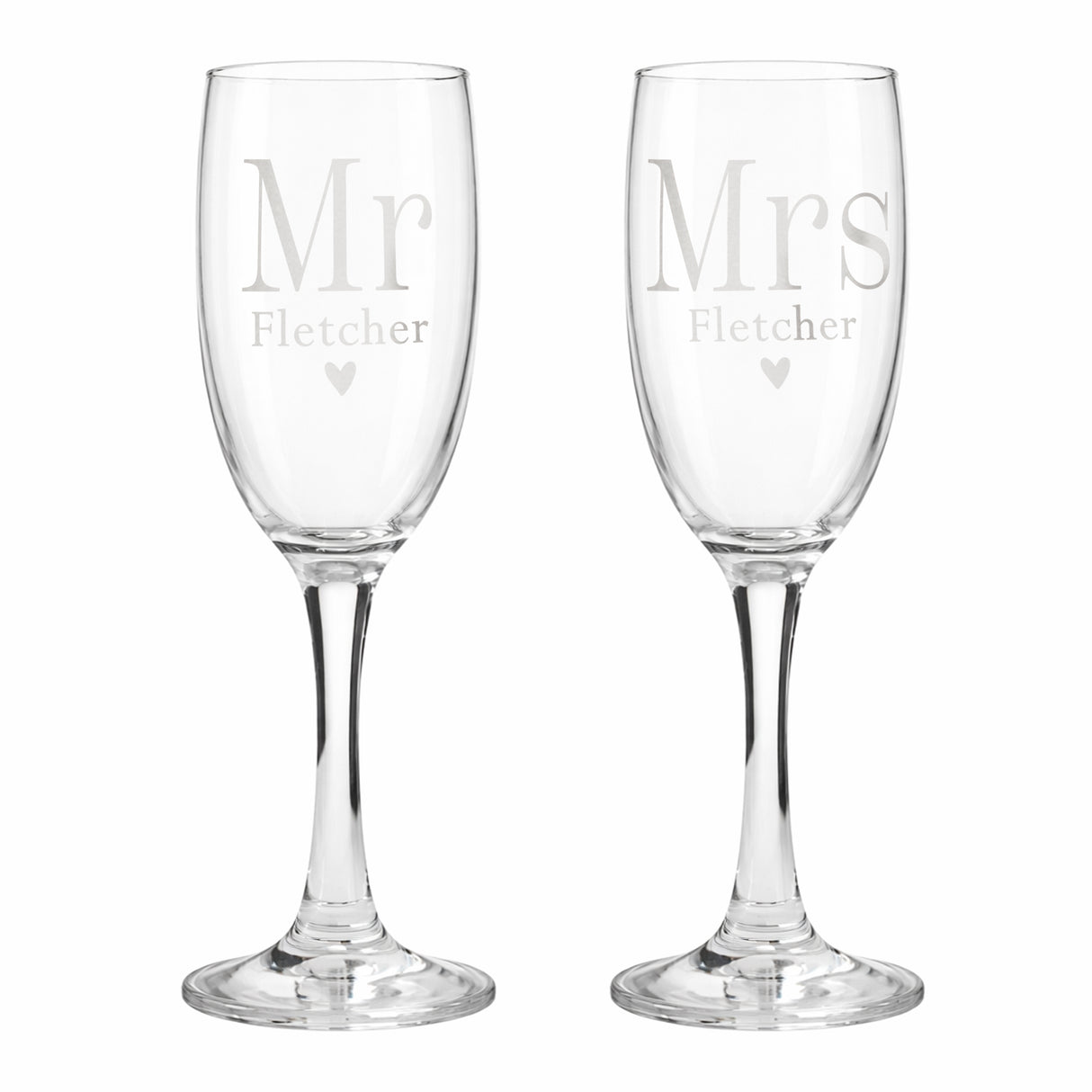 Personalised Mr & Mrs Pair of Flute Glasses