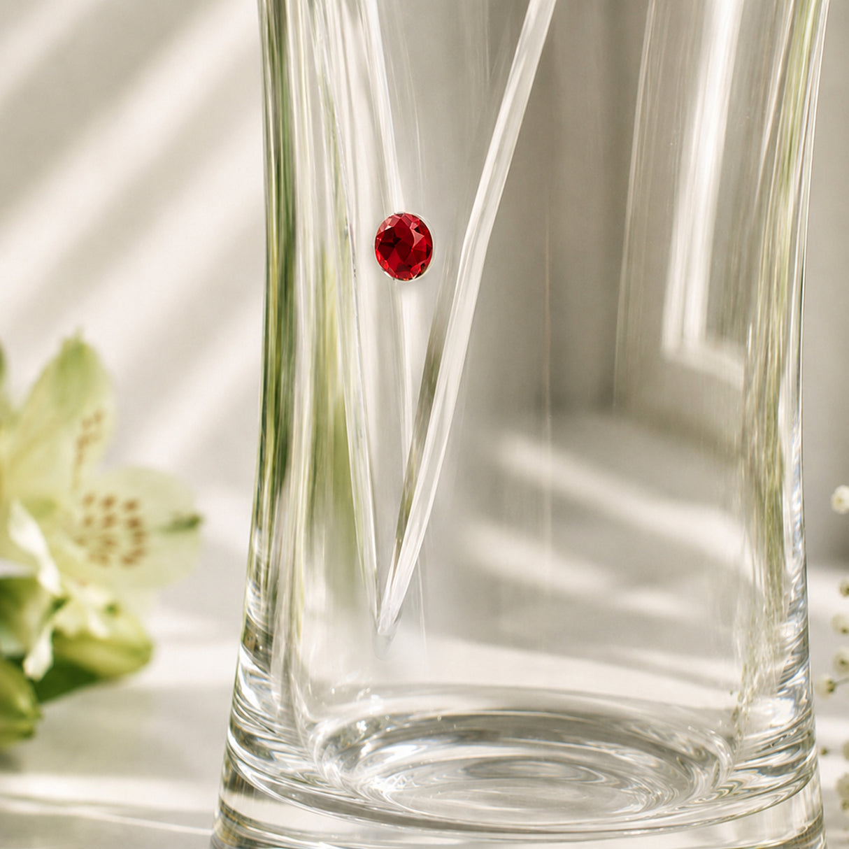 Personalised Ruby Anniversary Diamond Effect Heart Vase