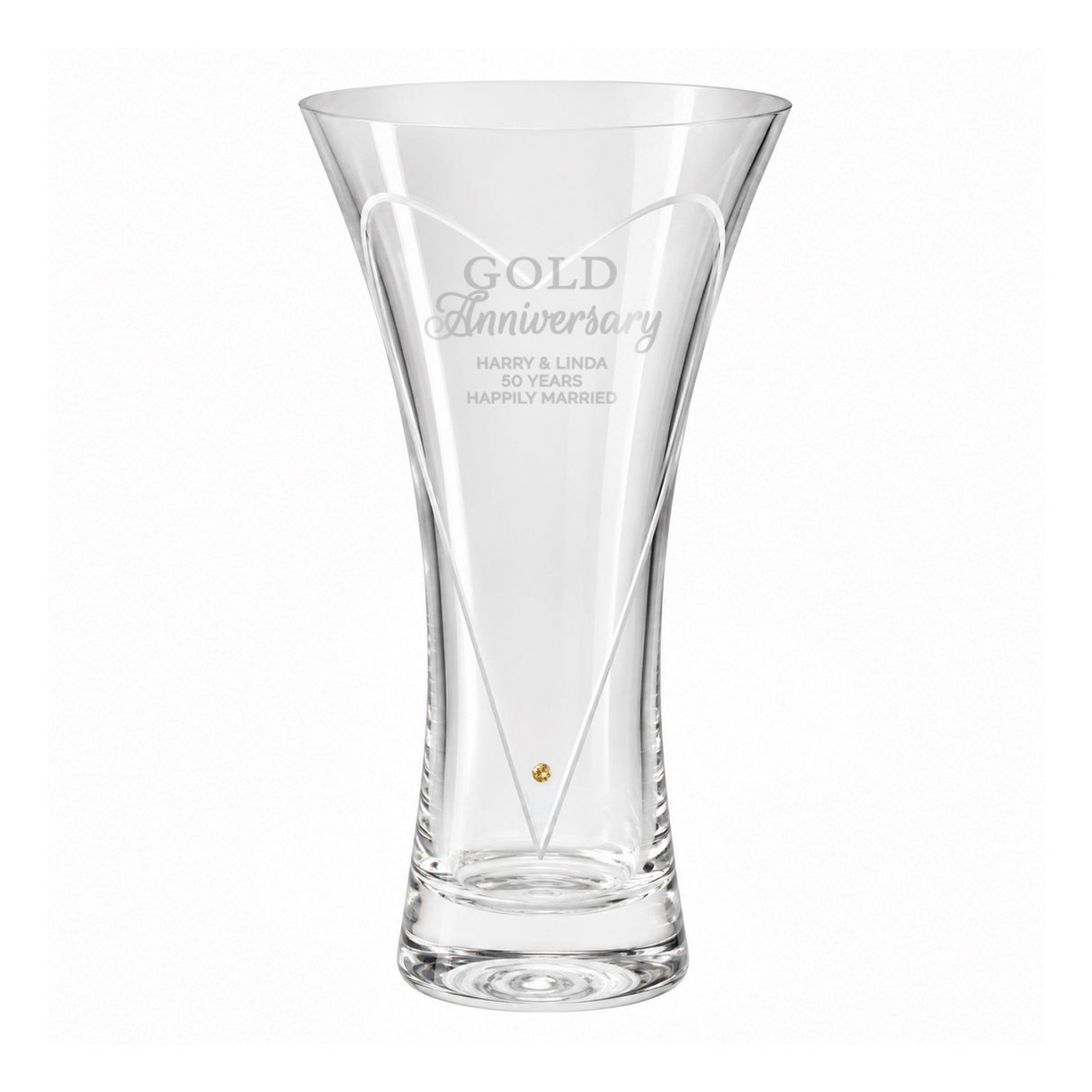 Personalised Gold Anniversary Large Diamond Effect Heart Vase - Shop Vases At Gift Moments - 5