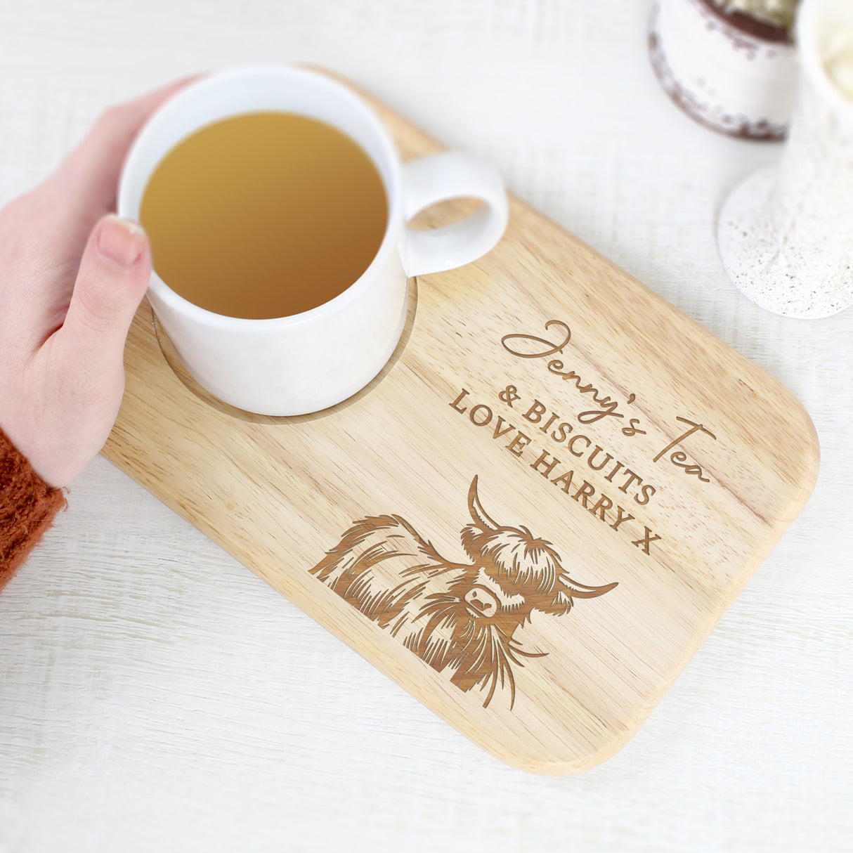Personalised Highland Cow Wooden Coaster Tray - Shop At Gift Moments - 3