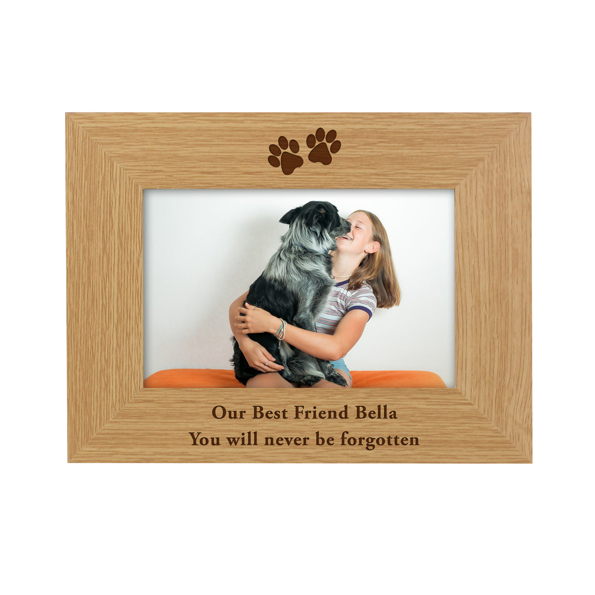 Personalised Oak Finish 4x6 Paw Prints Photo Frame - Shop At Gift Moments - 4