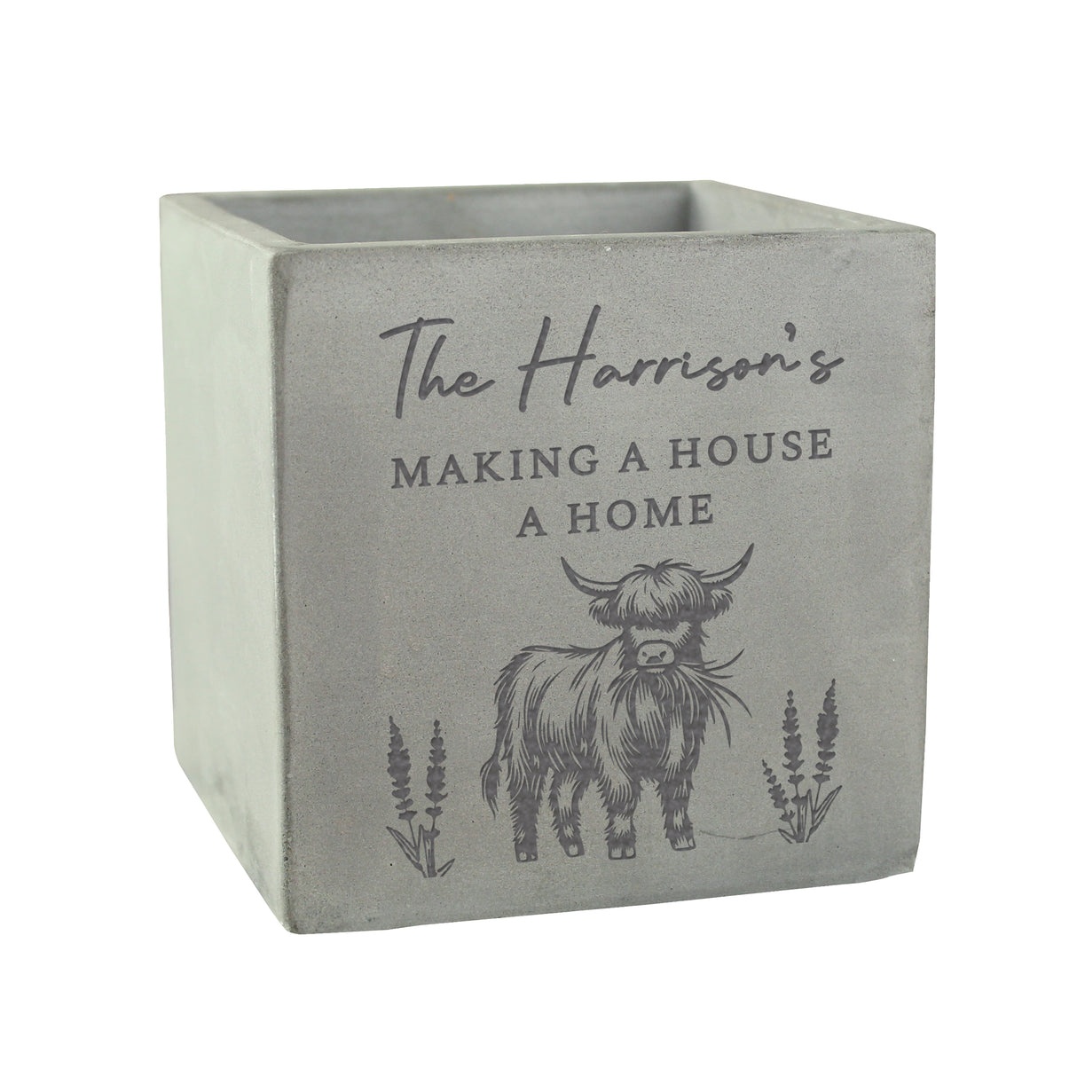Personalised Highland Cow Concrete Plant Pot - Shop At Gift Moments - 5