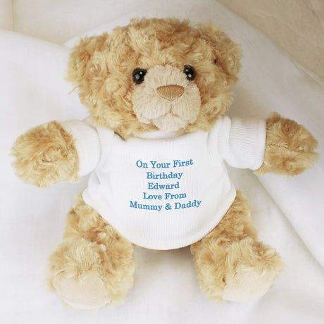 Personalised Blue Message Teddy Bear