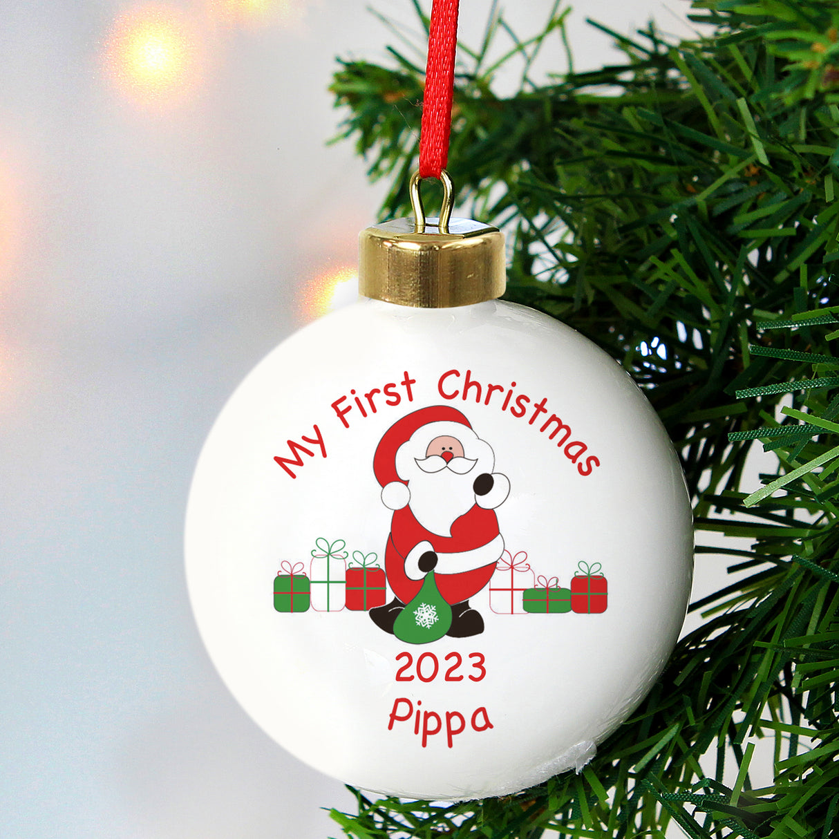 Personalised Santa with Presents Bauble - Shop Christmas Baubles At Gift Moments - 2