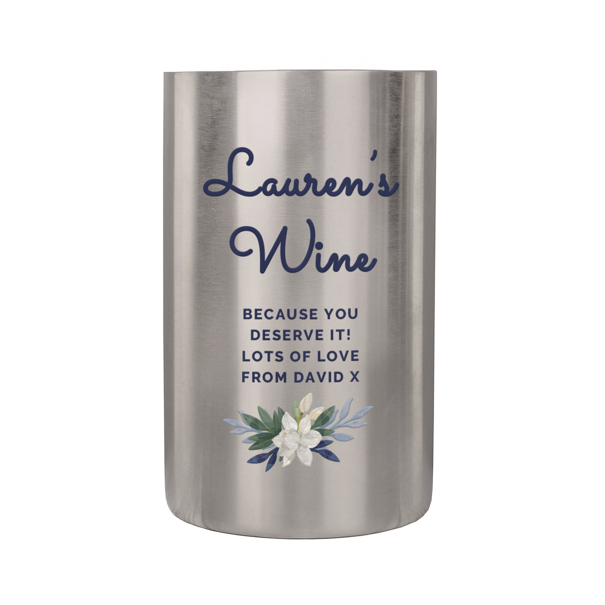 Personalised Blue Floral Wine Cooler - Shop At Gift Moments - 4