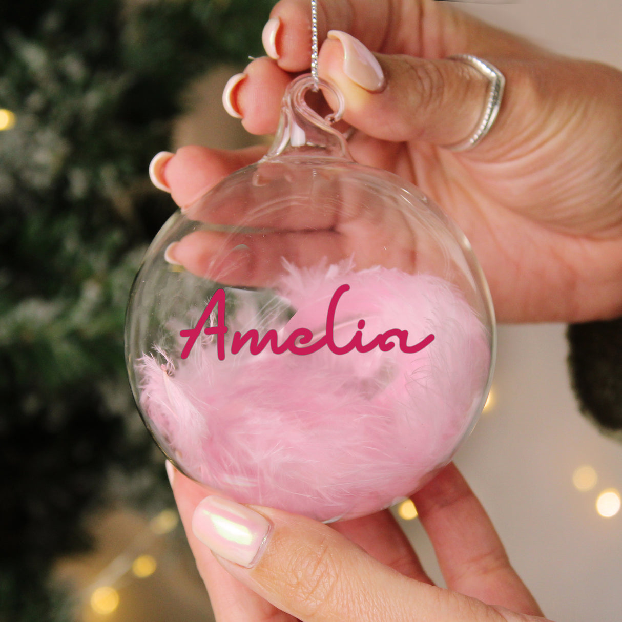 Personalised Pink Feather Bauble - Shop At Gift Moments - 2