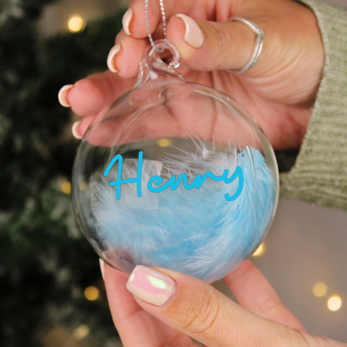 Personalised Blue Feather Bauble - Shop At Gift Moments - 2