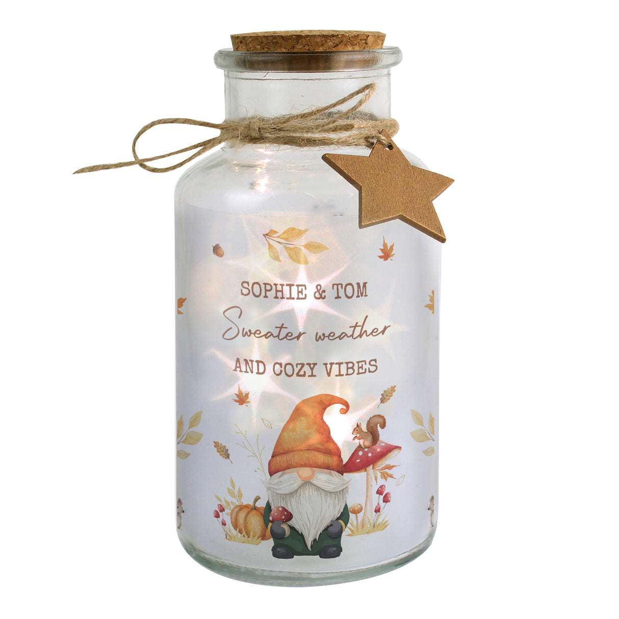 Personalised Autumn Gonk LED Light Up Jar - Shop At Gift Moments - 4
