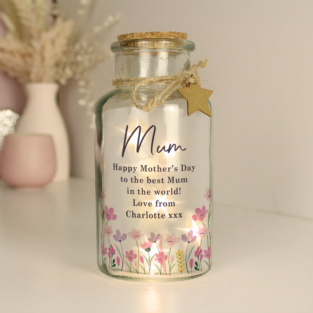 Personalised Floral LED Light Up Jar - Shop LED Lighting At Gift Moments - 3