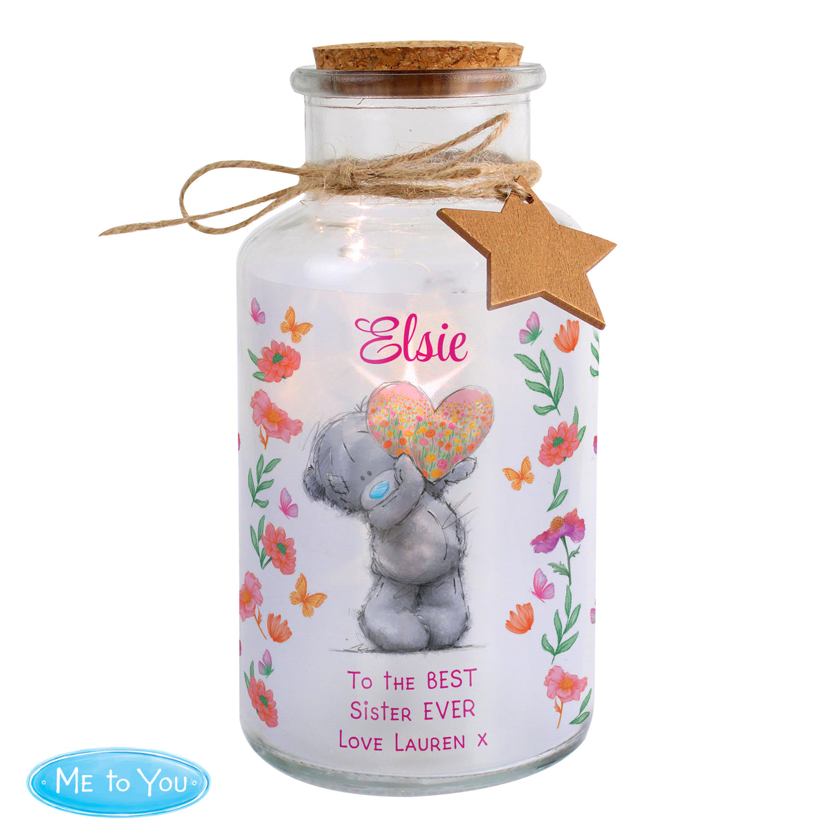 Personalised Me to You Flowery LED Light Up Jar - Shop LED Lighting At Gift Moments - 5