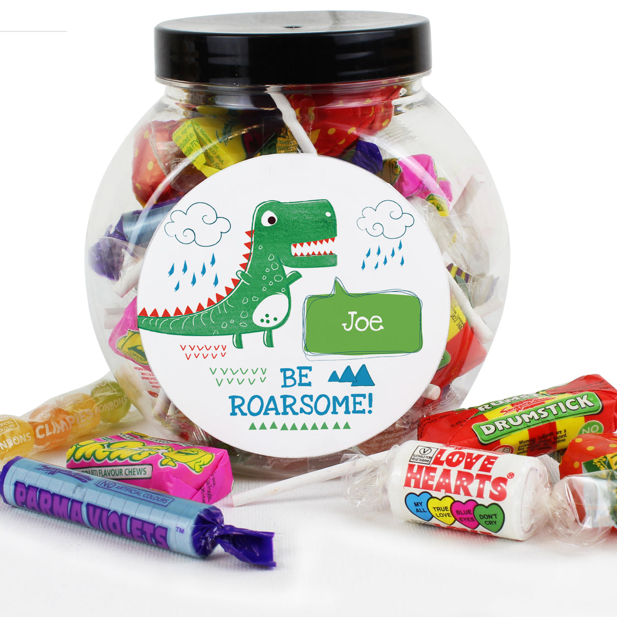Personalised ’Be Roarsome’ Dinosaur Sweet Jar - Shop Sweets At Gift Moments - 2