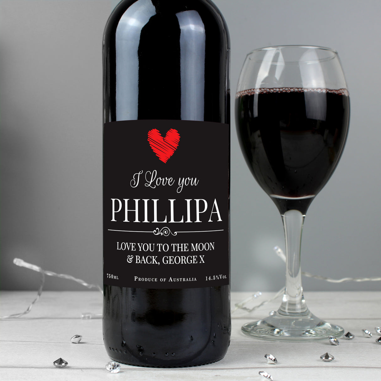 Personalised Heart Red Wine