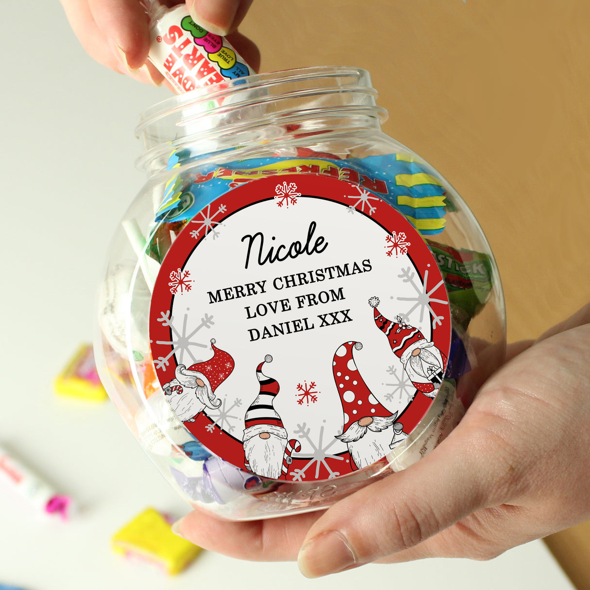 Personalised Gonk Christmas Sweet Jar - Shop Sweets At Gift Moments - 2