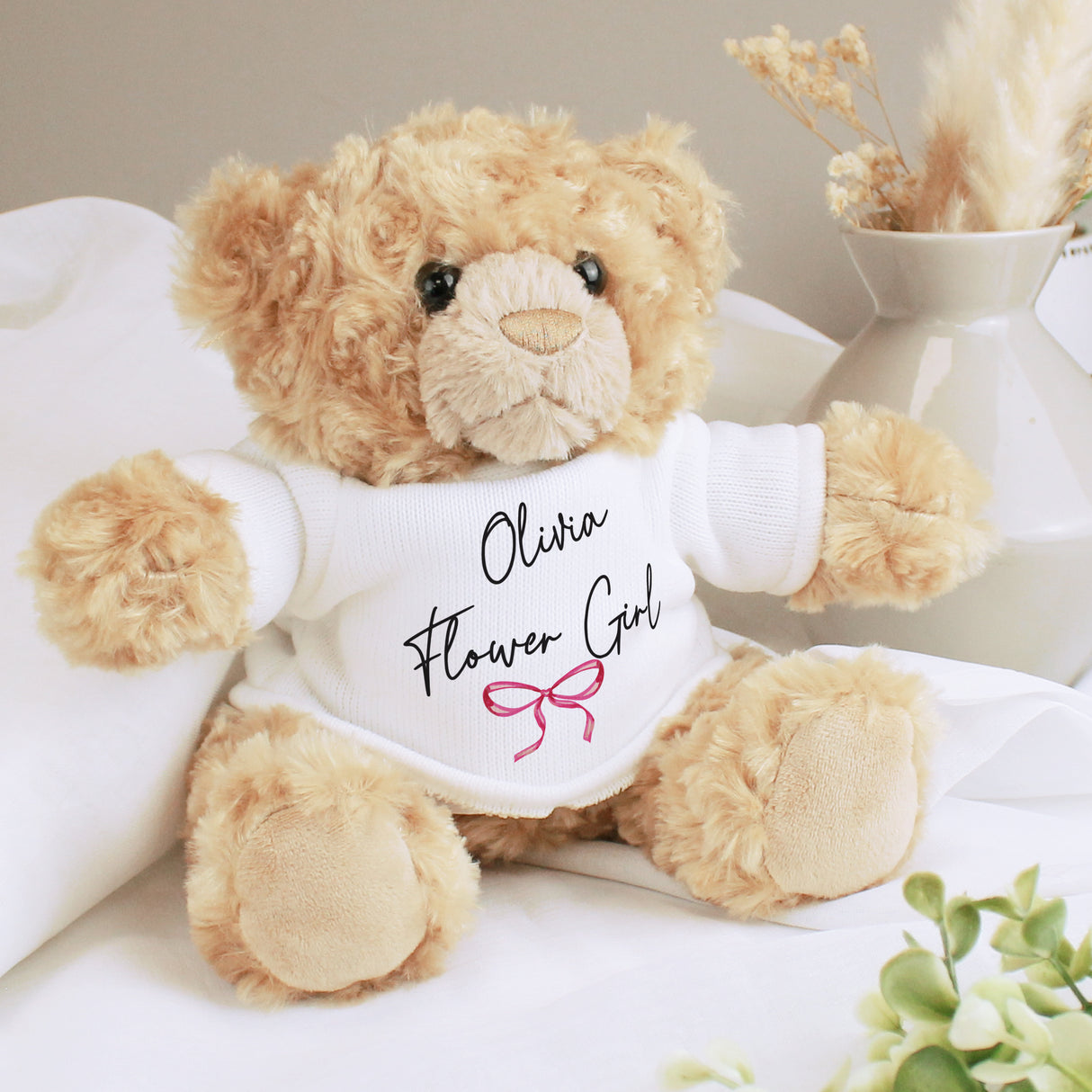 Personalised Bow Flower Girl Bear - Shop Teddy Bears & Soft Toys At Gift Moments - 3