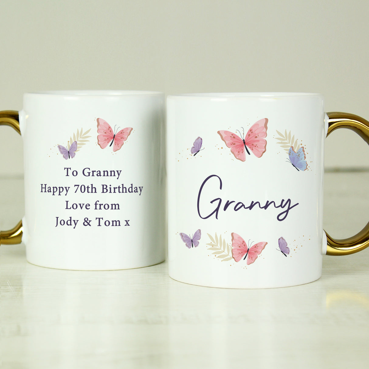 Personalised Butterfly Gold Handled Mug - Shop Mugs At Gift Moments - 2