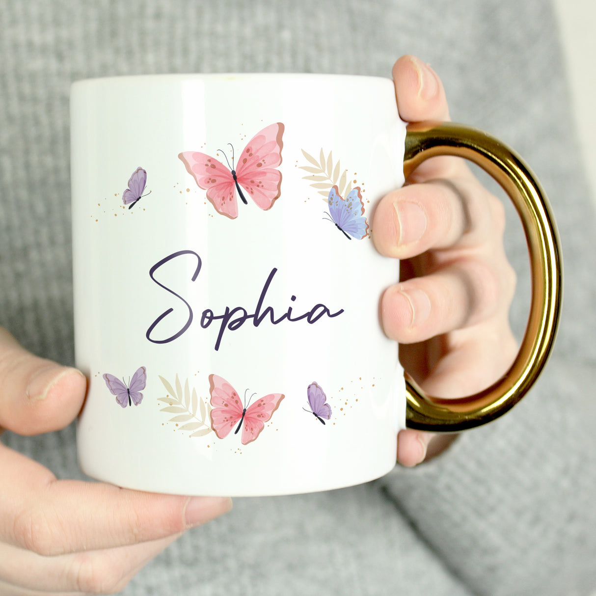 Personalised Butterfly Gold Handled Mug - Shop Mugs At Gift Moments - 3
