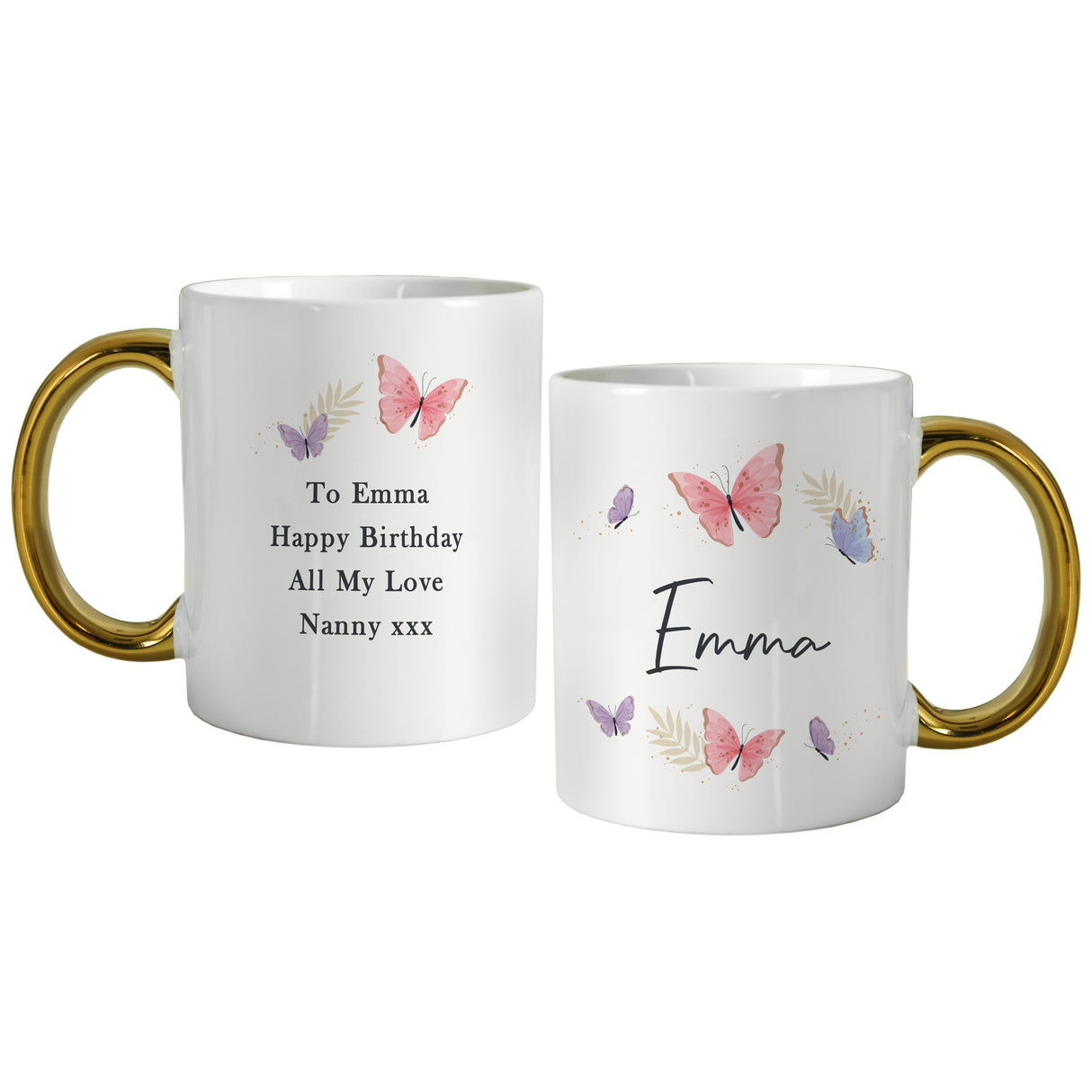 Personalised Butterfly Gold Handled Mug - Shop Mugs At Gift Moments - 5