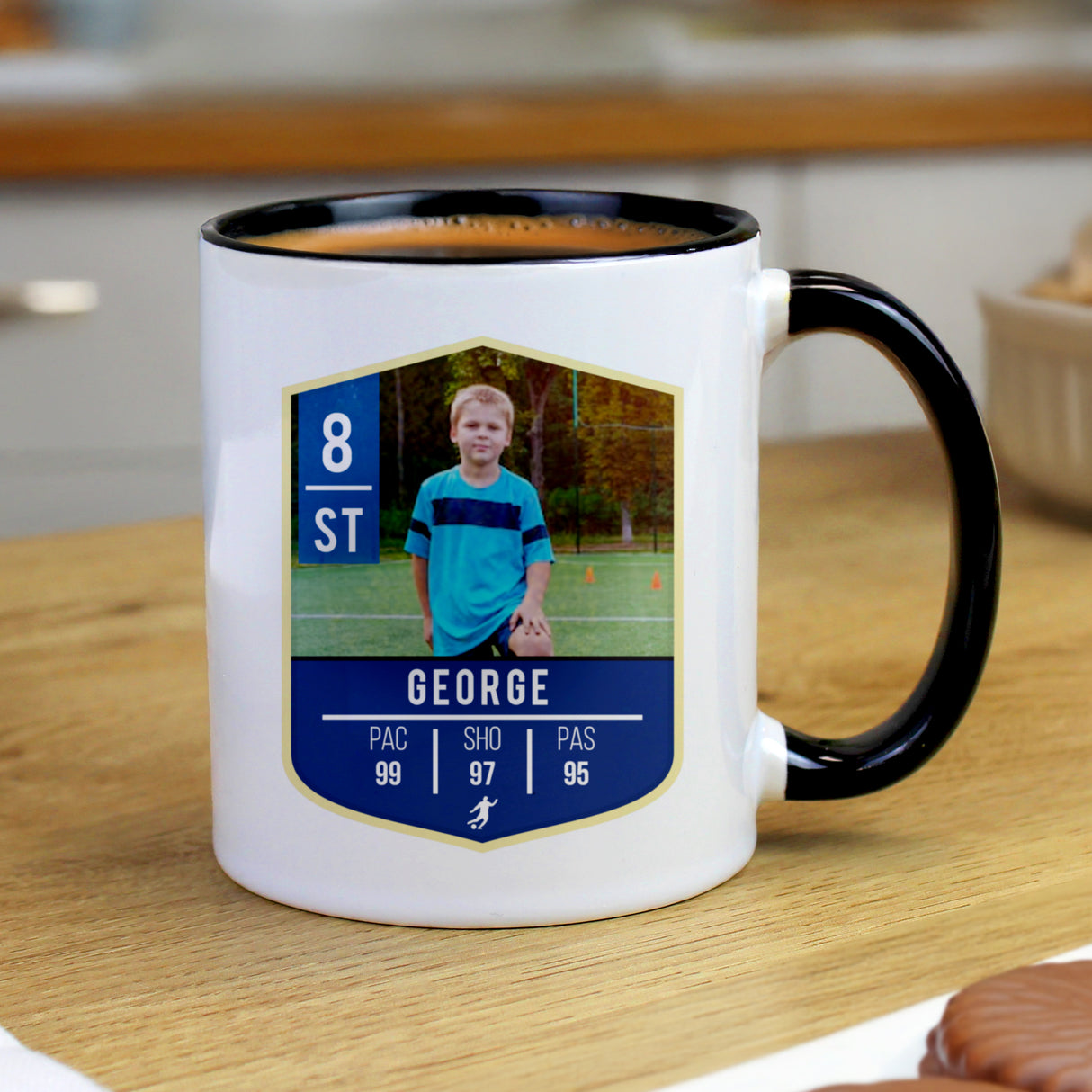 Personalised Photo Upload Football Black Handle Mug - Shop Mugs At Gift Moments - 1