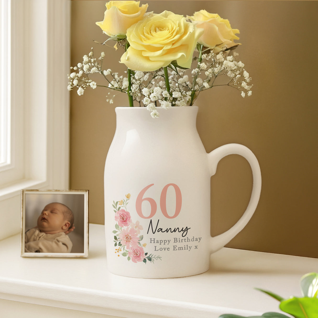 Personalised Floral Birthday Jug Vase - Shop Vases At Gift Moments - 1