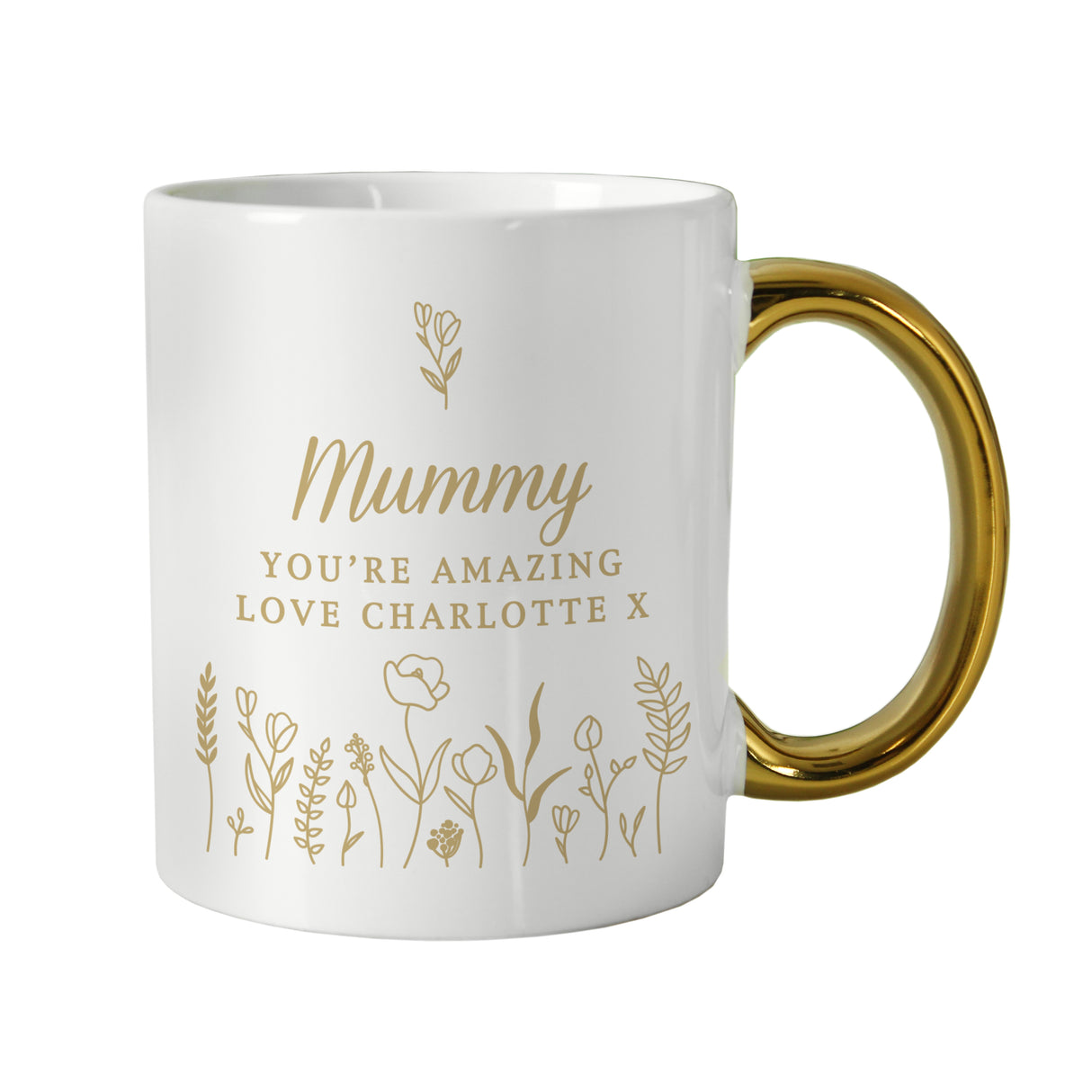 Personalised Floral Gold Handle Mug - Shop Mugs At Gift Moments - 4