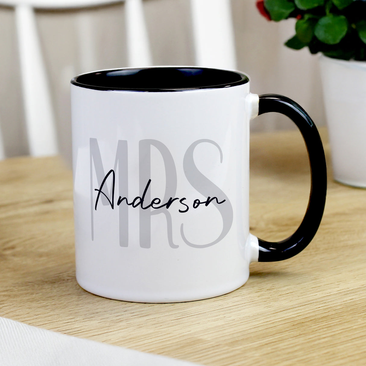 Personalised Mrs Black Handle Mug - Shop Mugs At Gift Moments - 1