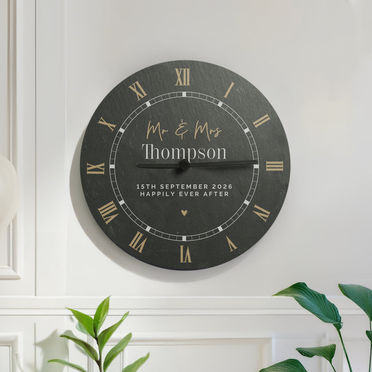 Personalised Black & Gold Slate Clock - Shop Clocks At Gift Moments - 1