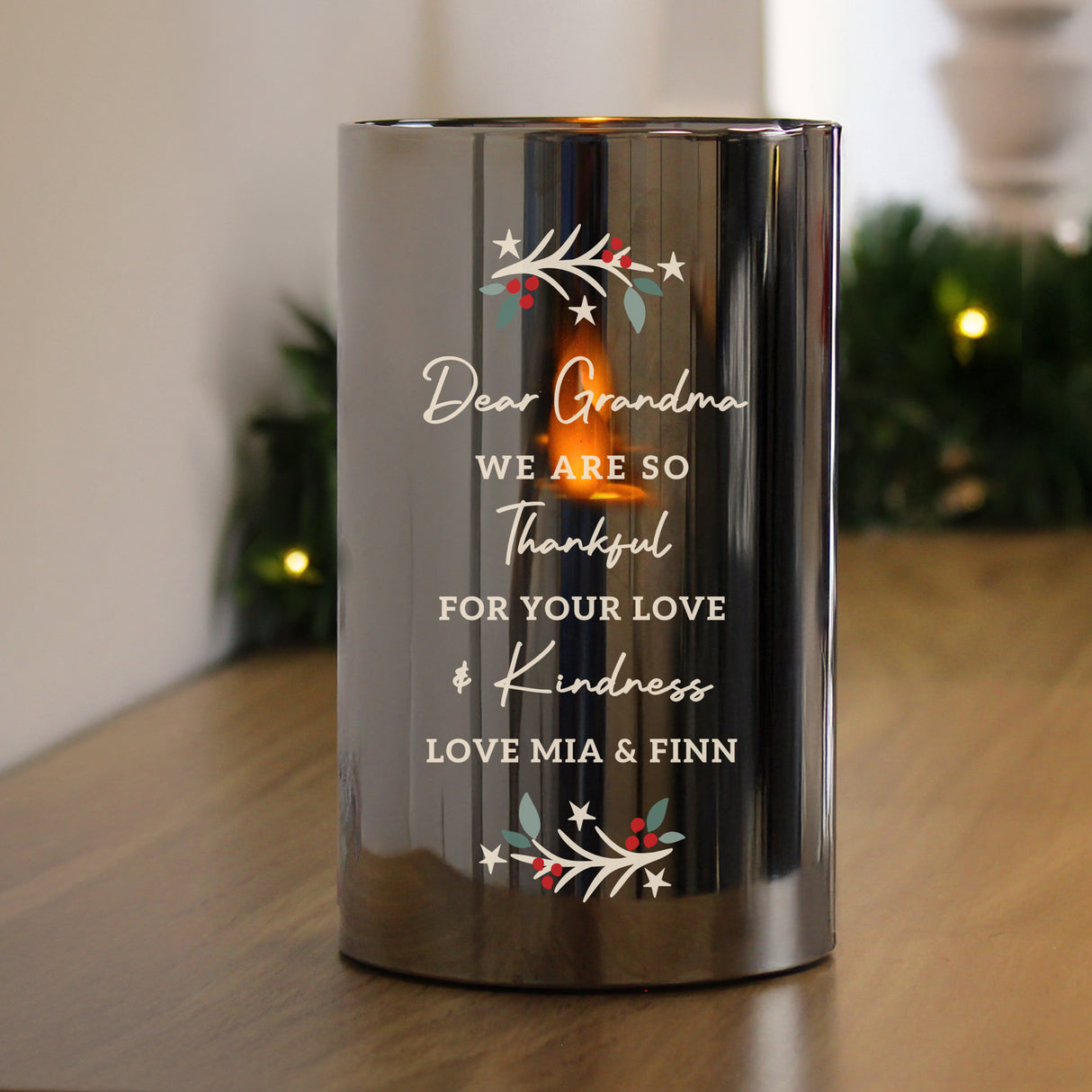 Personalised Christmas Smoked Glass LED Candle - Shop At Gift Moments - 3
