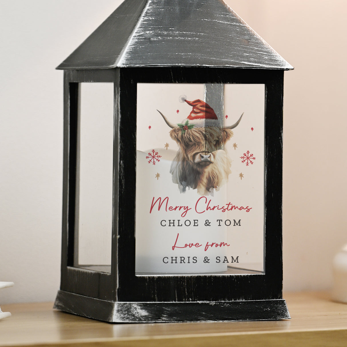 Personalised Highland Cow Christmas LED Lantern - Shop At Gift Moments - 4