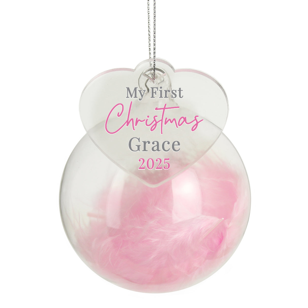 Personalised My 1st Christmas Pink Feather Bauble - Shop At Gift Moments - 4
