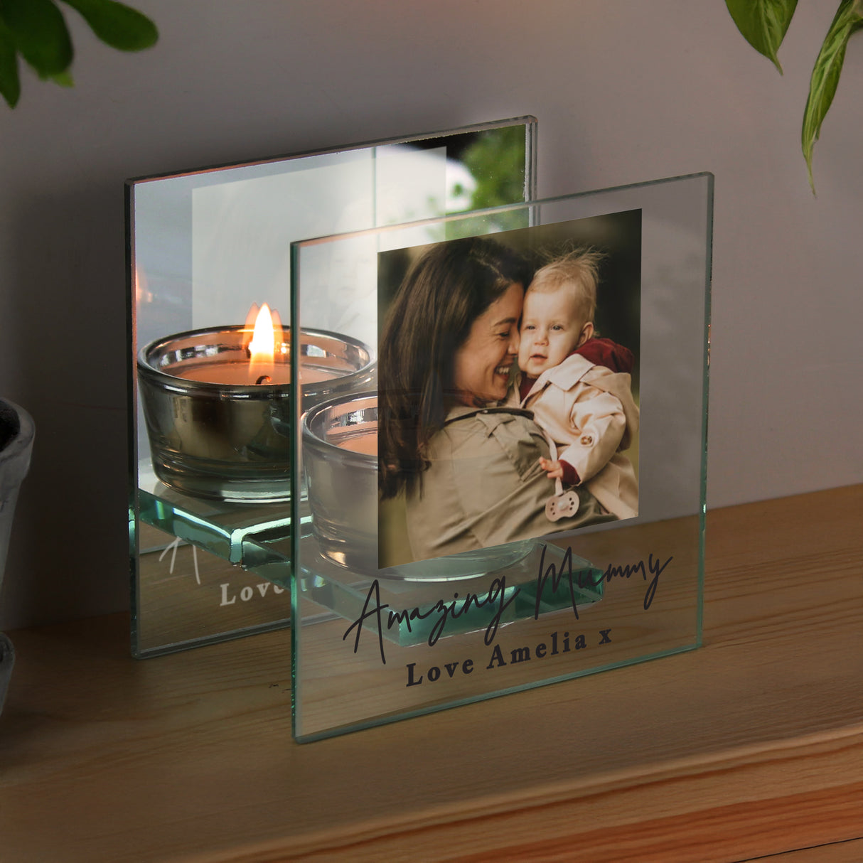 Personalised Photo Upload Mirrored Glass Tealight Holder - Shop Candle Holders At Gift Moments - 2