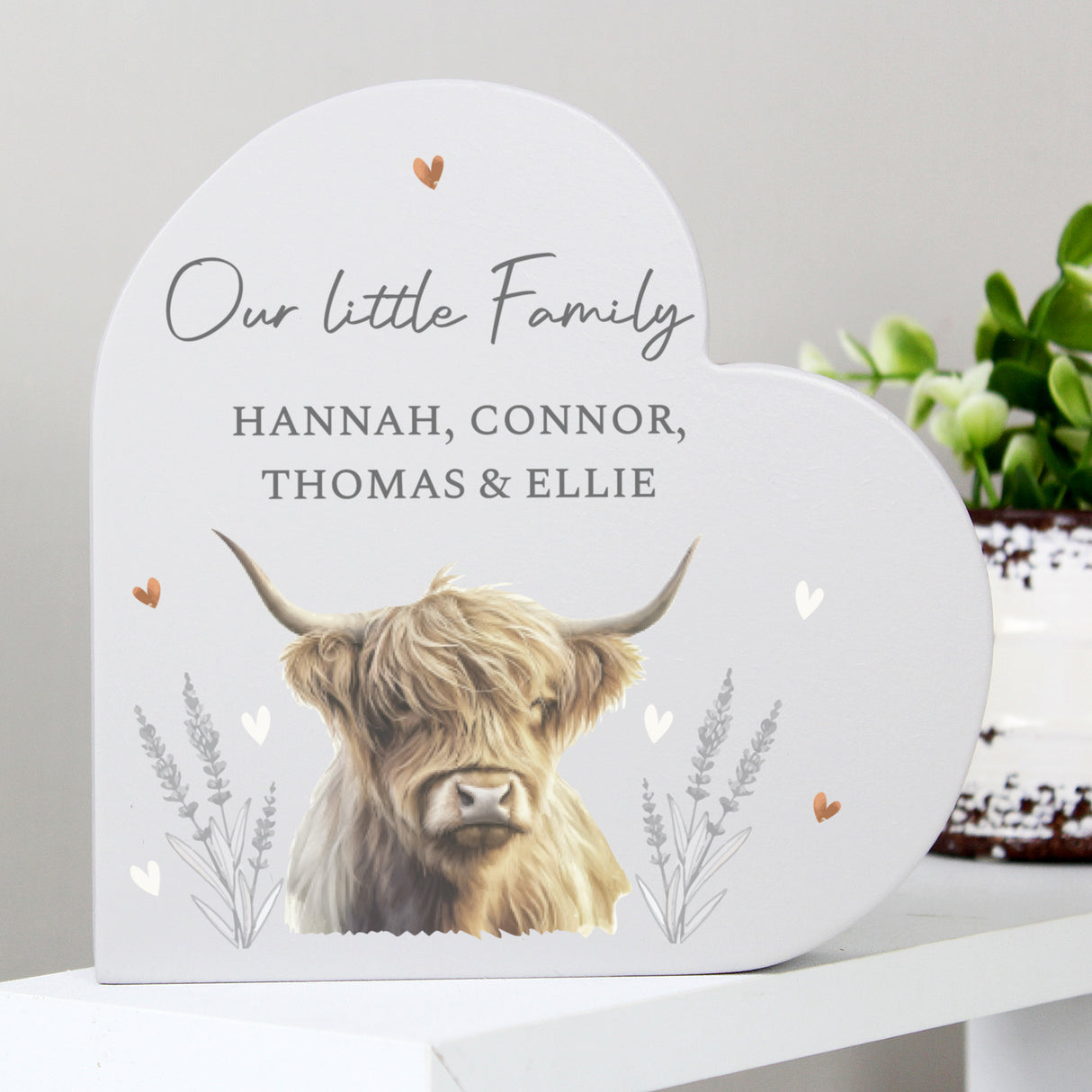 Personalised Highland Cow Wooden Heart Ornament - Shop At Gift Moments - 4