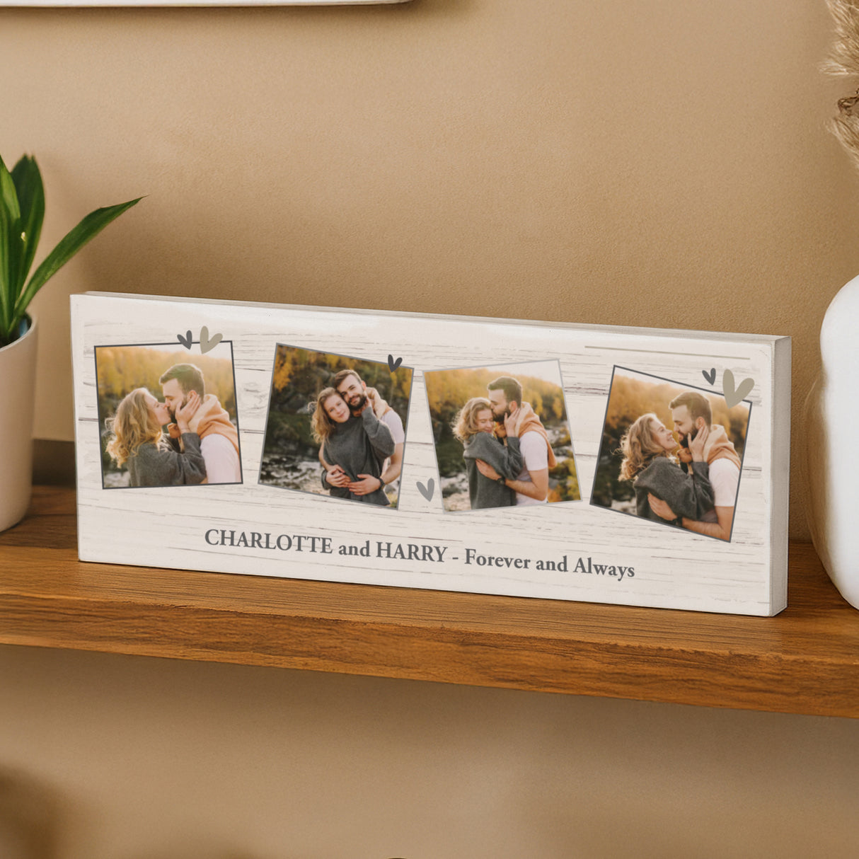 Personalised Photo Upload Hearts Mantel Block - Shop Ornaments At Gift Moments - 1