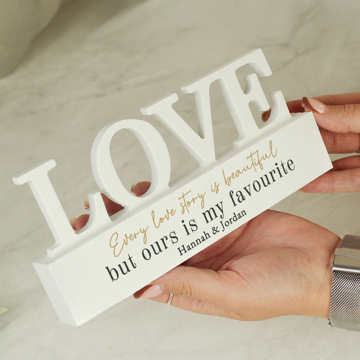 Personalised Black & Gold Free Text LOVE Word Plaque - Shop Ornaments At Gift Moments - 2