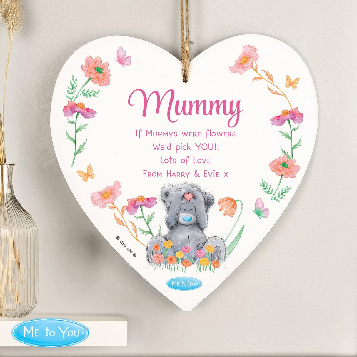 Personalised Me to You Flowery Hanging Heart Ornament - Shop Hanging Decorations At Gift Moments - 2