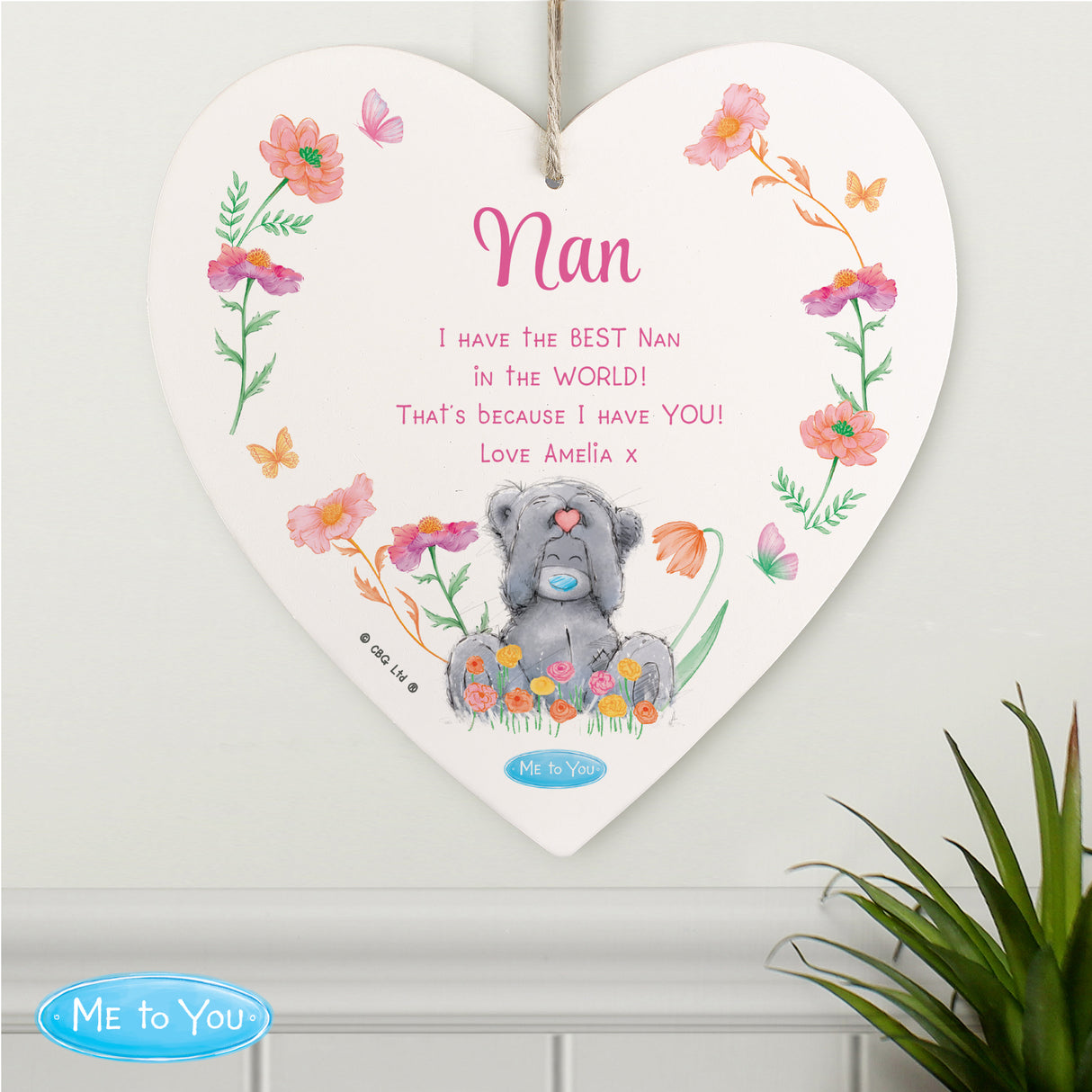 Personalised Me to You Flowery Hanging Heart Ornament - Shop Hanging Decorations At Gift Moments - 4