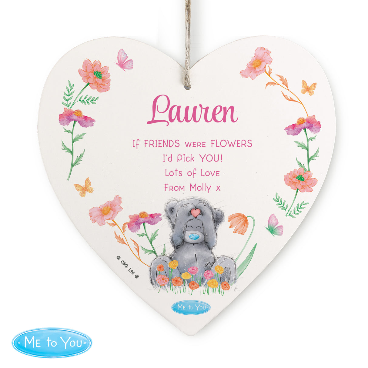 Personalised Me to You Flowery Hanging Heart Ornament - Shop Hanging Decorations At Gift Moments - 5