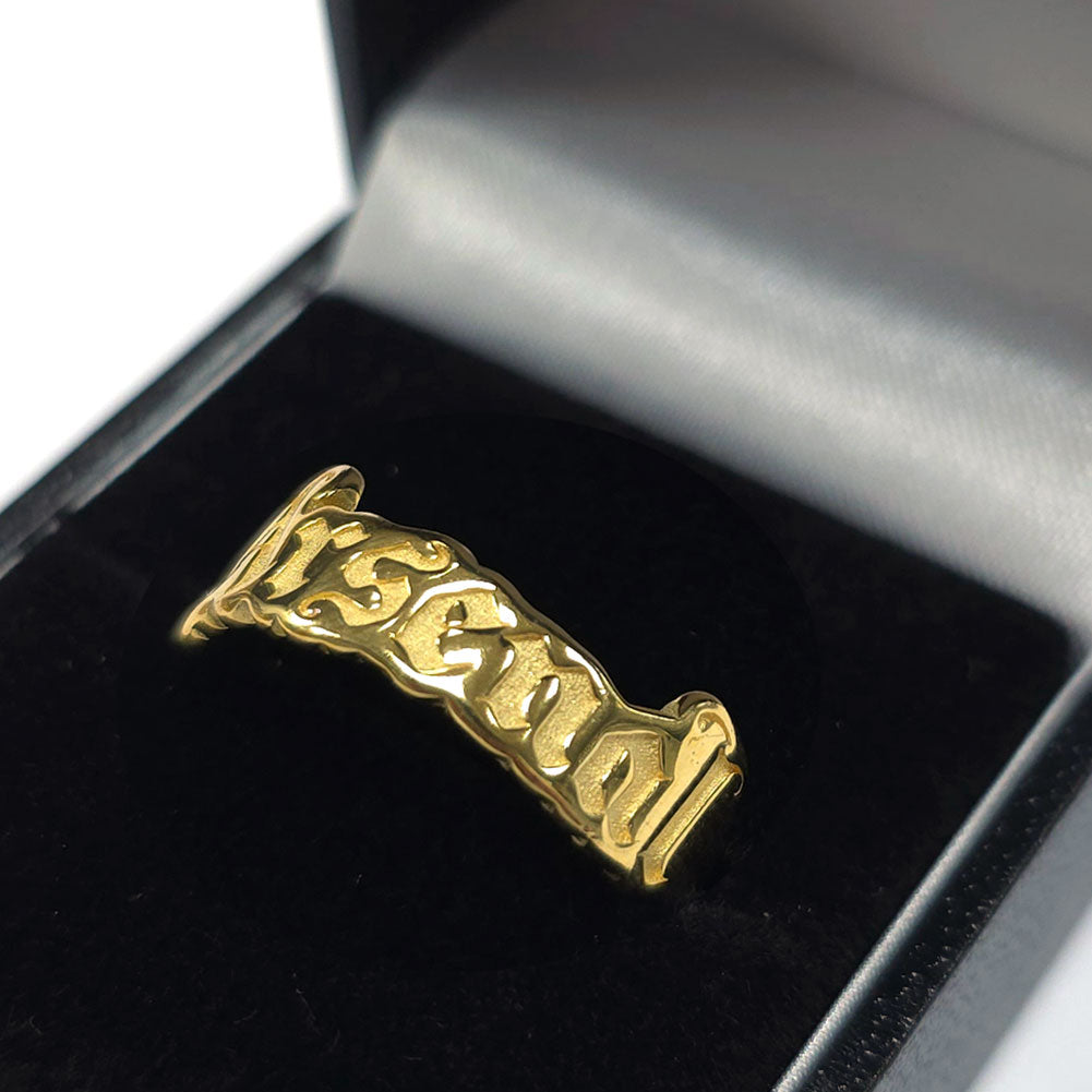 Arsenal FC 18ct Gold Plated on Silver Text Ring - R - Shop Jewellery At Gift Moments - 1
