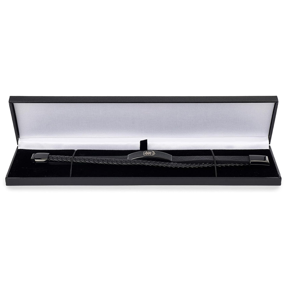 Aston Villa FC Black IP Leather Bracelet - Shop Bracelets At Gift Moments - 2