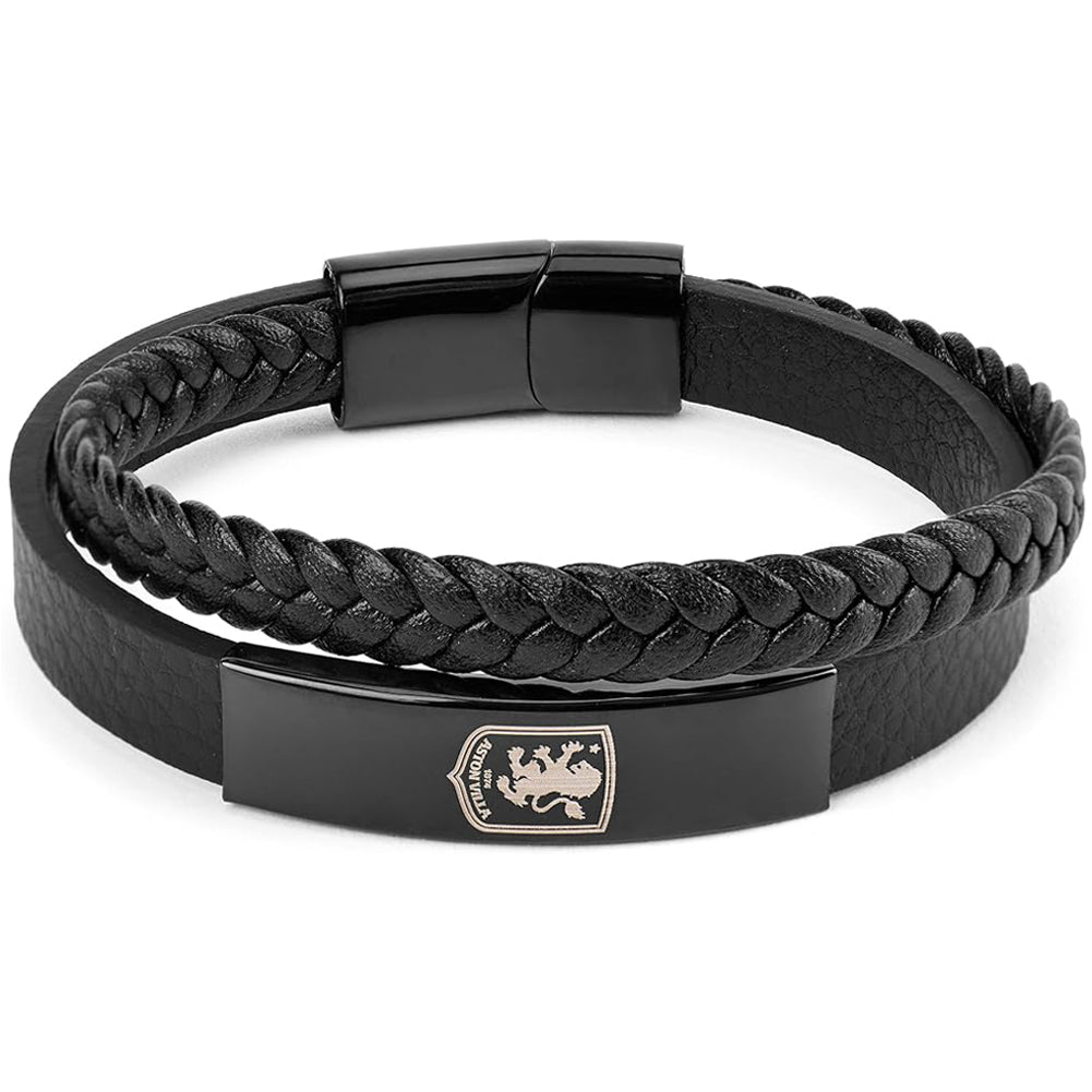 Aston Villa FC Black IP Leather Bracelet - Shop Bracelets At Gift Moments - 1