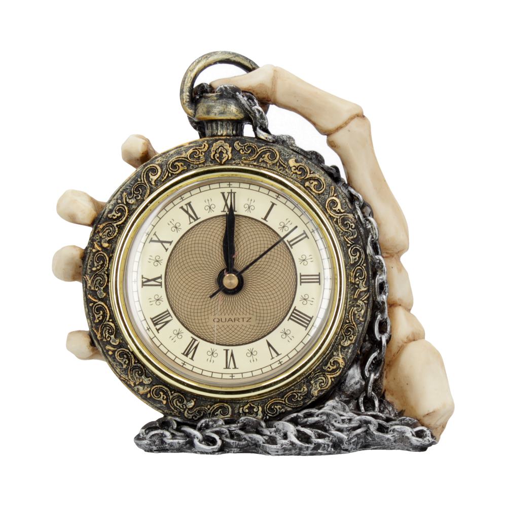 About Time Skeleton Hand and Pocket Watch Mantel Clock: 2 - Clocks By NN Designs