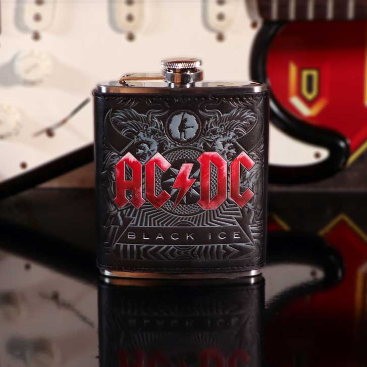 AC/DC Black Ice Album Embossed Hip Flask: 1 - Hip Flasks By AC/DC